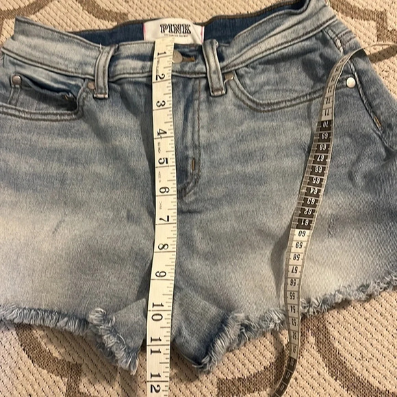 PINK denim distressed cut off shorts, 2” inseam - Picture 9 of 11